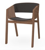 Merano Armchair, Natural American Walnut Oiled Finish, Leather Seat Pad Upholstery: Elmotique 99001